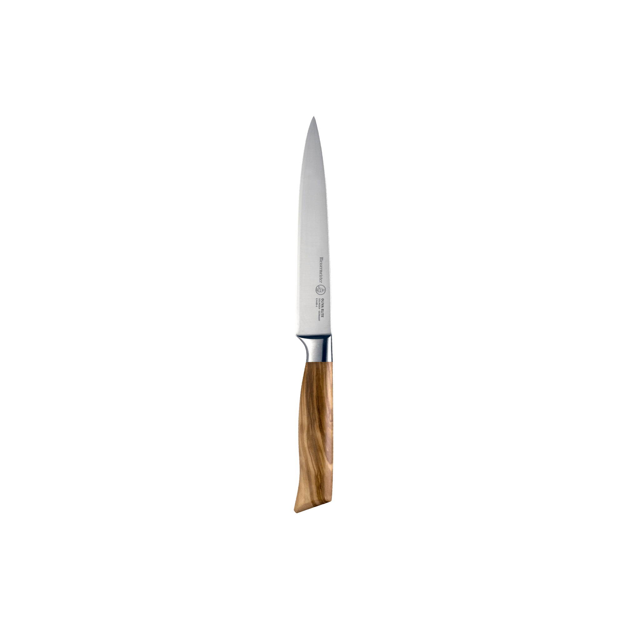 The Oliva Elite 6 inch Utility Knife with olive wood handle and stainless steel blade.