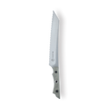 Overland serrated bread knife with linen micarta handle and black rivets