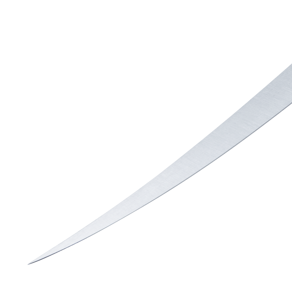 close up of the blade and tip on the overland filet knife 