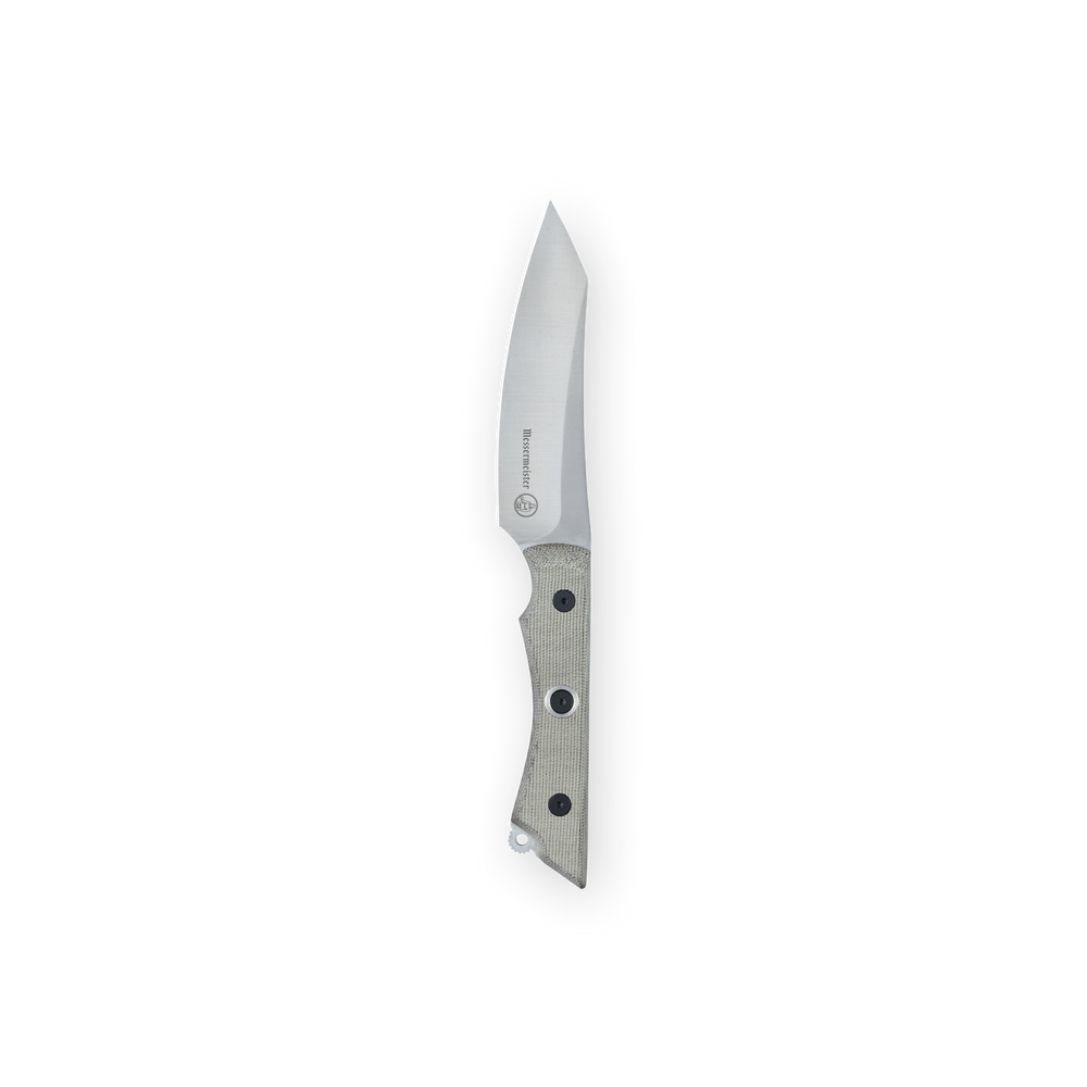 Overland 4.5 inch utility knife with linen micarta handle and black rivets