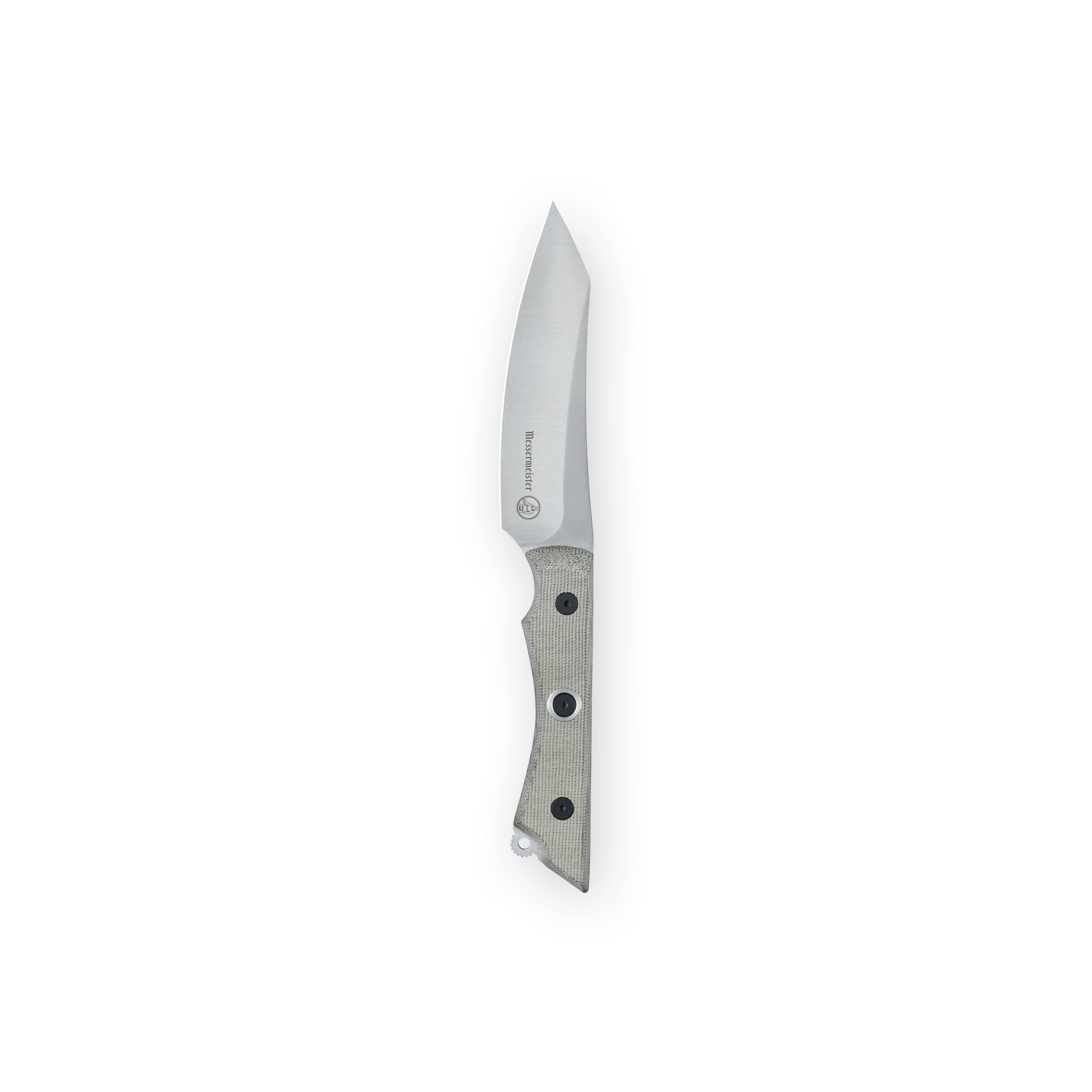 Overland 4.5 inch utility knife with linen micarta handle and black rivets