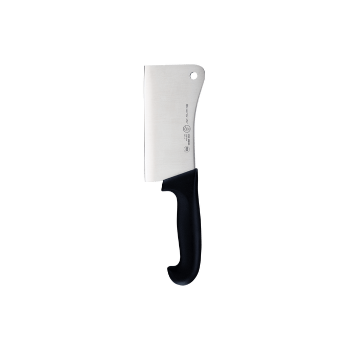 Messermeister Pro Series heavy meat cleaver with stainless steel blade and black ergonomic non-slip polyfibre handle
