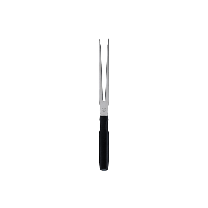 Messermeister Pro Series 7-inch straight carving fork with stainless steel tines and ergonomic black polyfibre non-slip handle for carving and serving meat