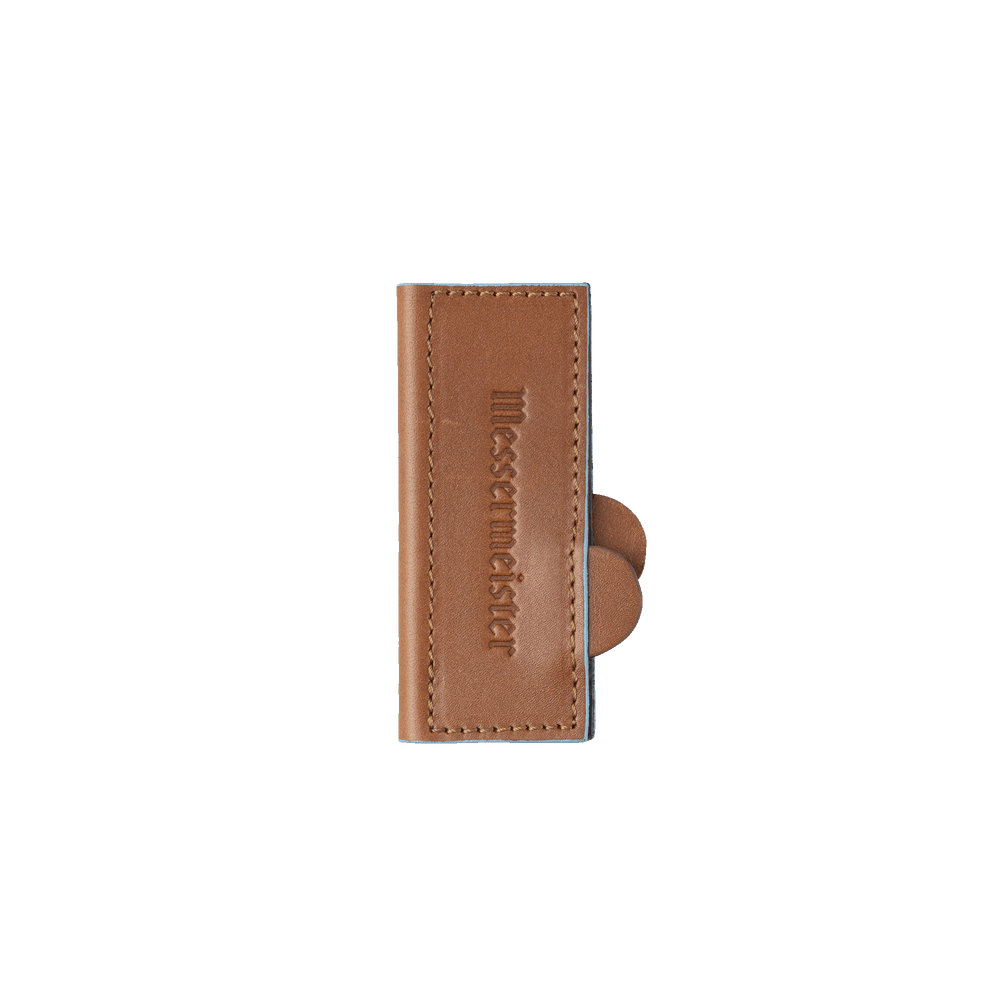 Messermeister 4 inch Saddle Brown Leather Magnetic Edge Guard Soft Rubber Magnets to Secure Knife 
