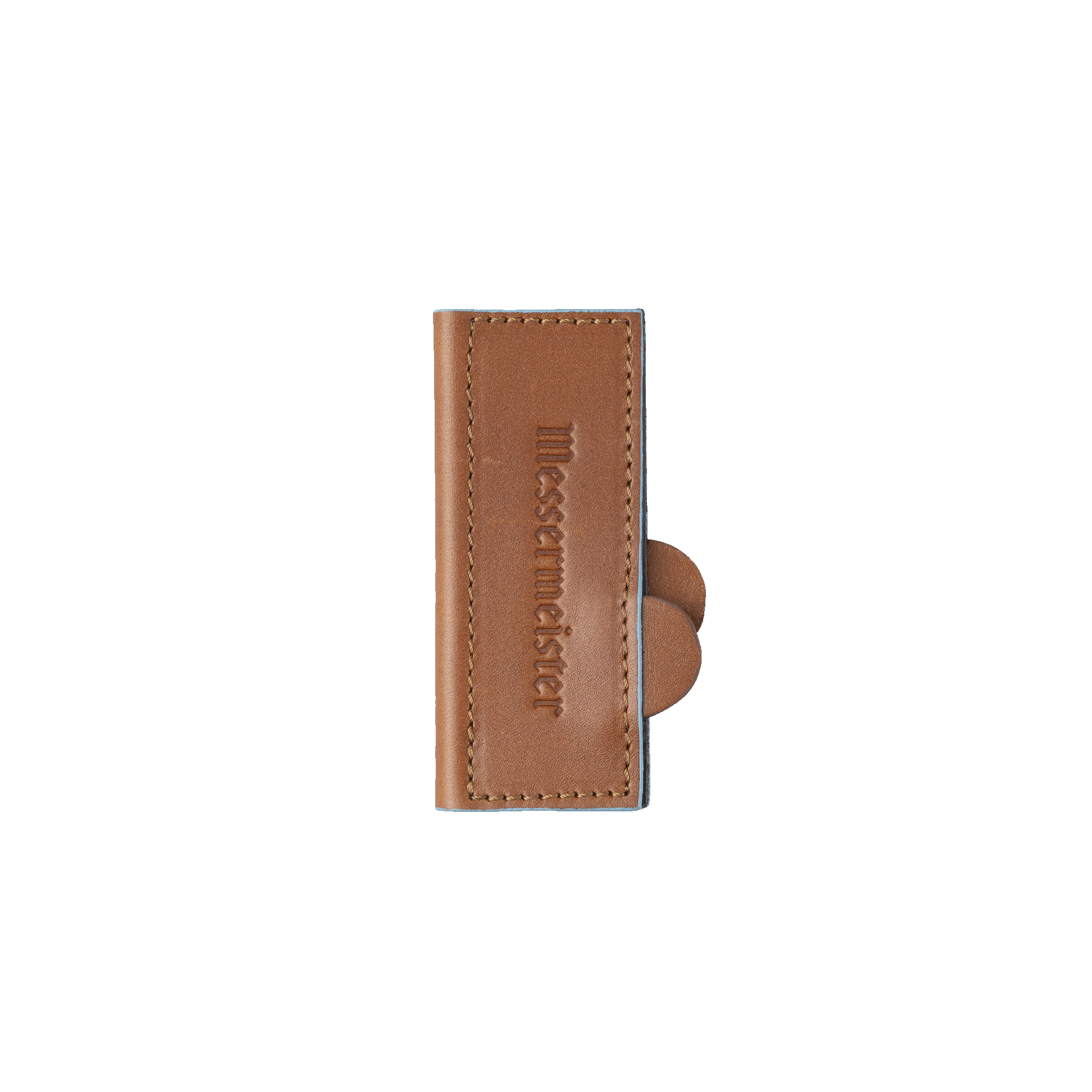 Messermeister 4 inch Saddle Brown Leather Magnetic Edge Guard Soft Rubber Magnets to Secure Knife 