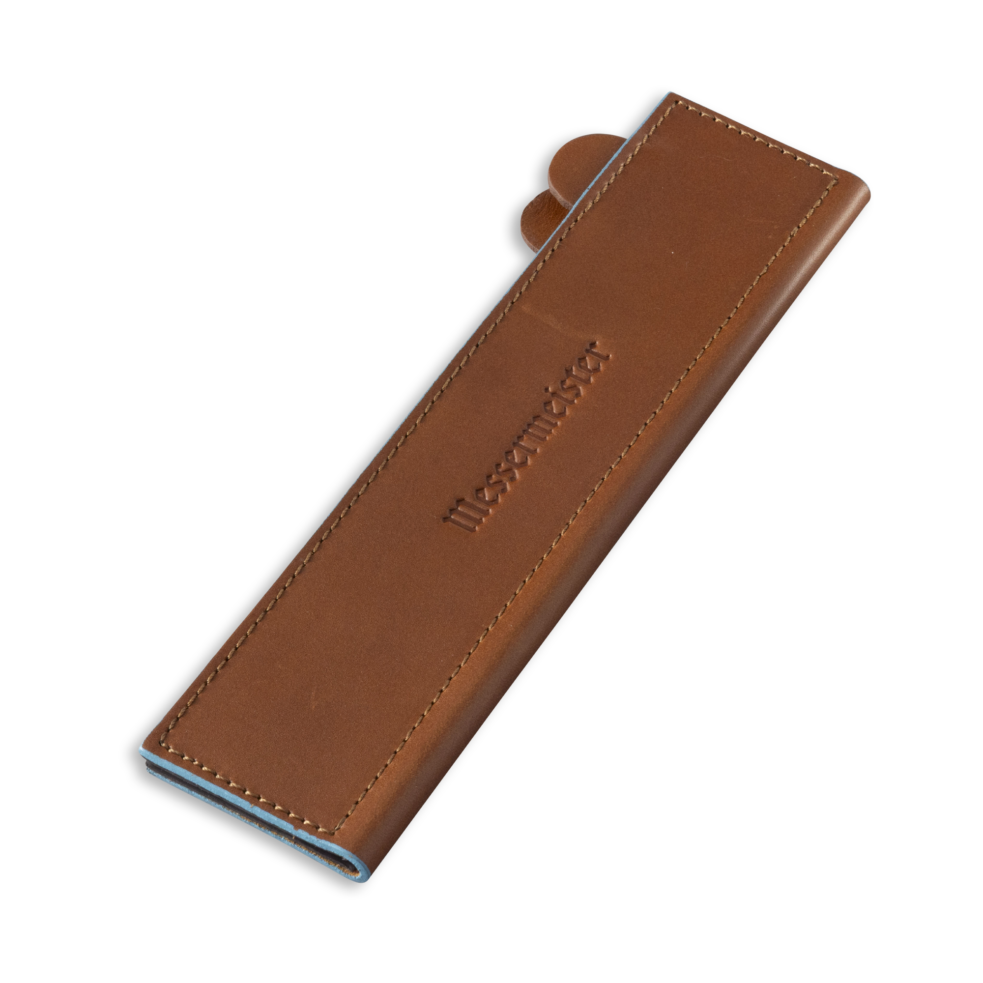 Messermeister 8.5 inch Saddle Brown Leather Magnetic Edge Guard Soft Rubber Magnets to Secure Knife 