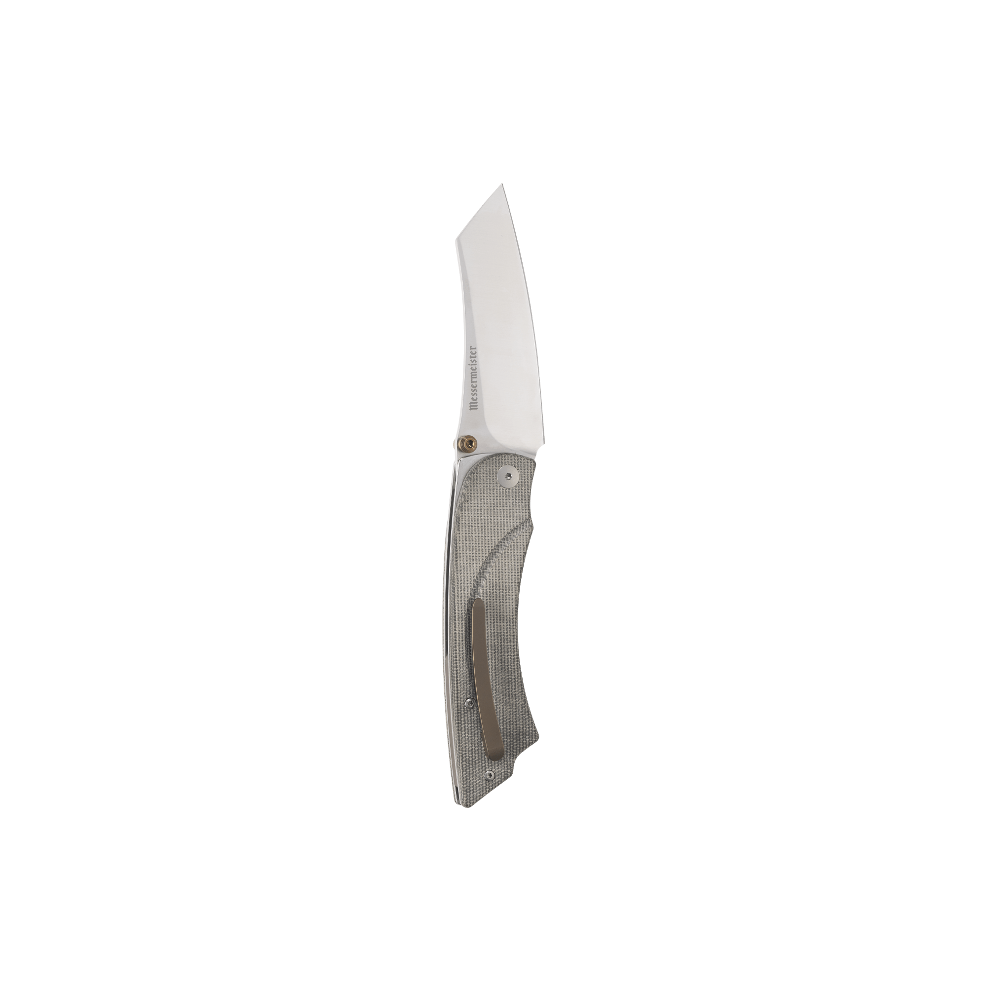 Messermeister Ojai Folder - 3.75" - Made in Italy - OD Linen Micarta Handle  - Bohler N690 Steel on a plain background