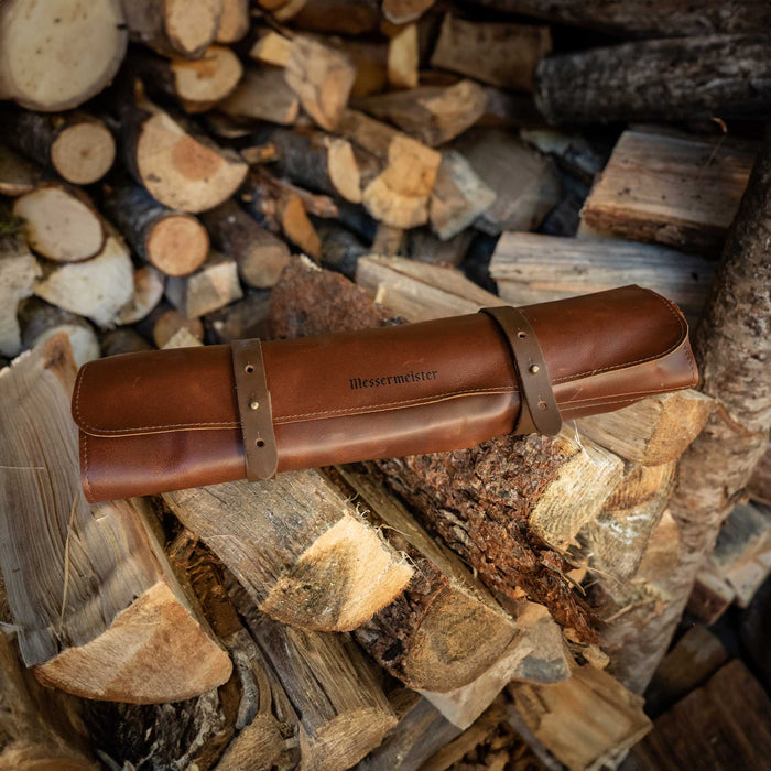 Cognac Leather Knife Roll - 5 Pocket - Messermeister