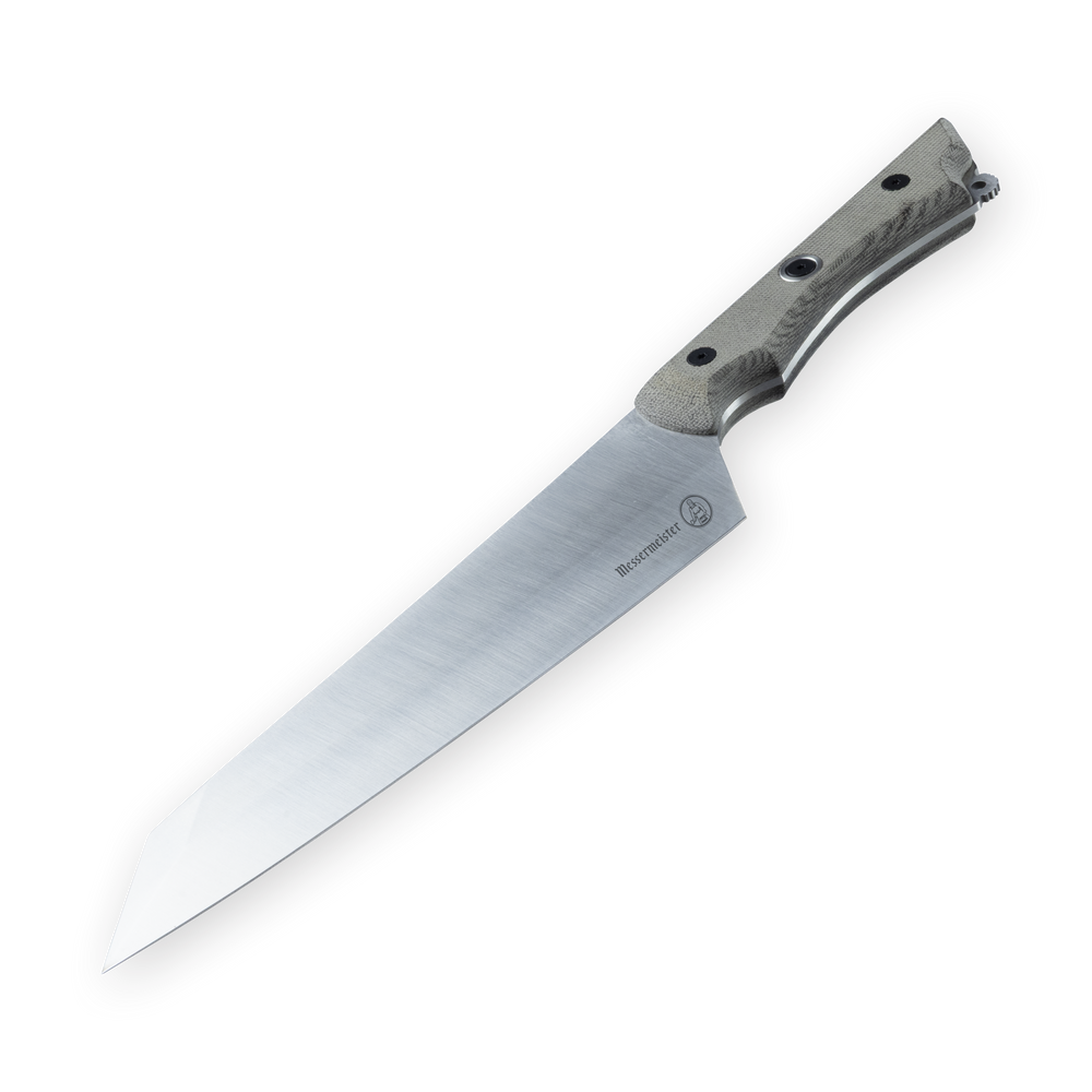 Messermeister Overland Chef Camp Knife - 8" - Made in Italy - OD Linen Micarta Handle - Nitro-B Steel