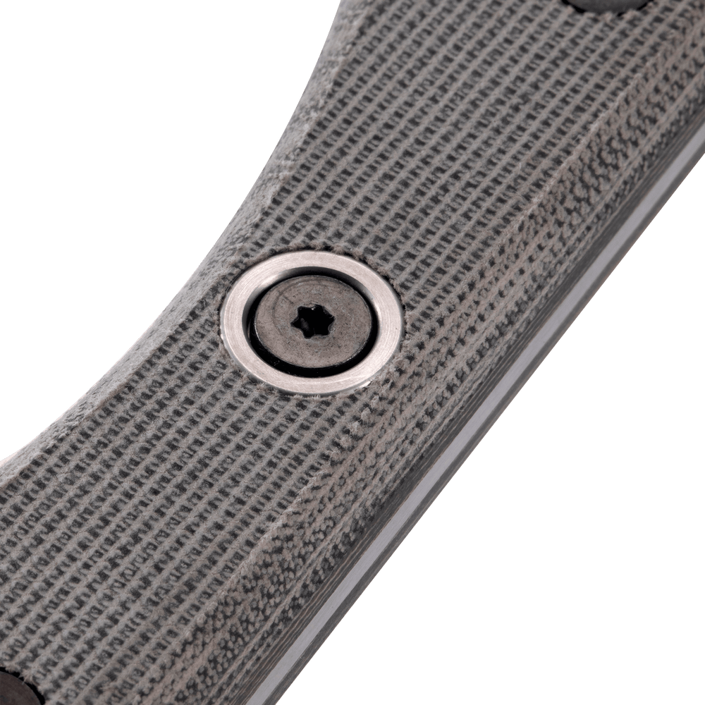 Messermeister Overland Chef Utility Knife - 4.5" - close up on rivets