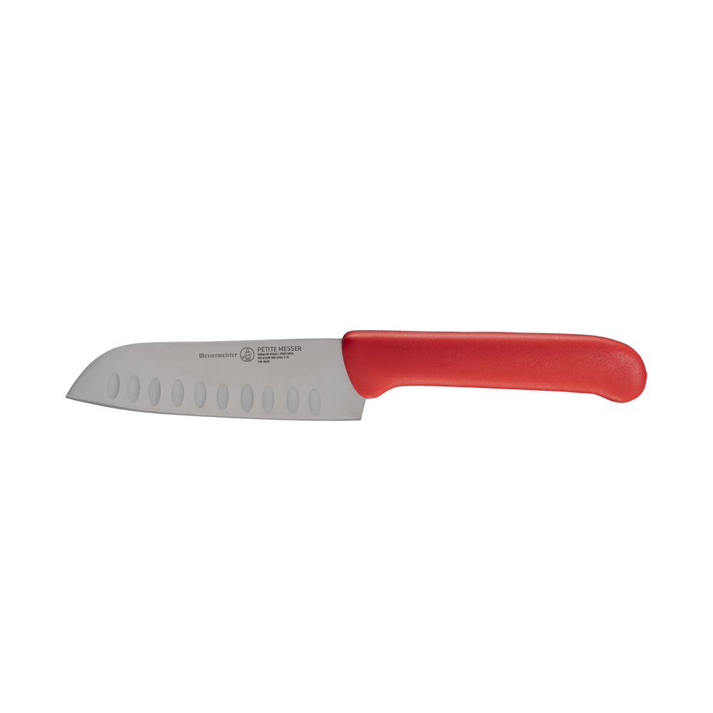  Messermeister Petite Messer Red Kullens Santoku Knife - 5" - Made in Portugal - FRN Red Handle - X50 Steel