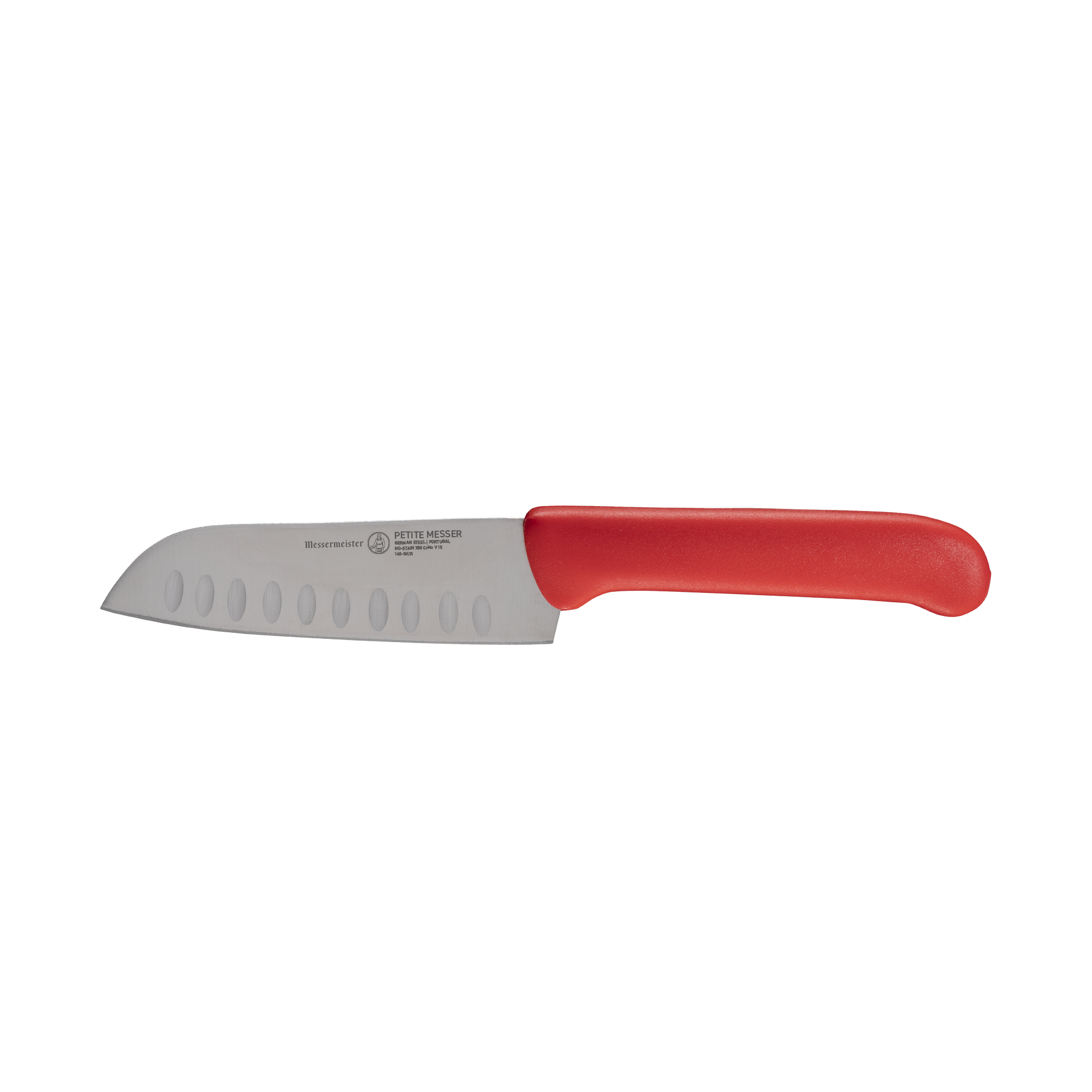  Messermeister Petite Messer Red Kullens Santoku Knife - 5" - Made in Portugal - FRN Red Handle - X50 Steel