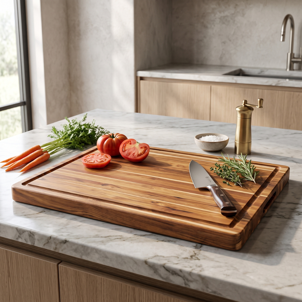 TeakHaus Traditional Carving Board with Juice Canal - 24" x 18"