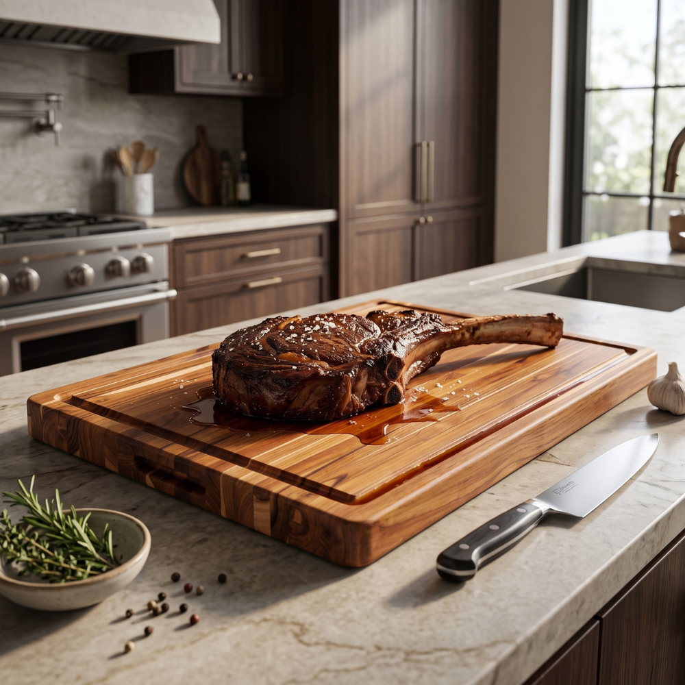 TeakHaus Traditional Carving Board with Juice Canal - 24" x 18"
