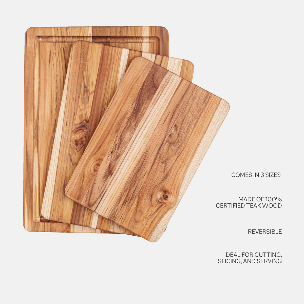 TeakHaus Essential Cutting Board Set - 3 Piece
