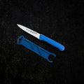 4 Inch Serrated Spear Point Parer with Matching Sheath - Blue