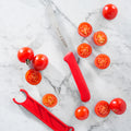 4.5 Inch Red Serrated Tomato Knife with Matching Sheath_Tomato