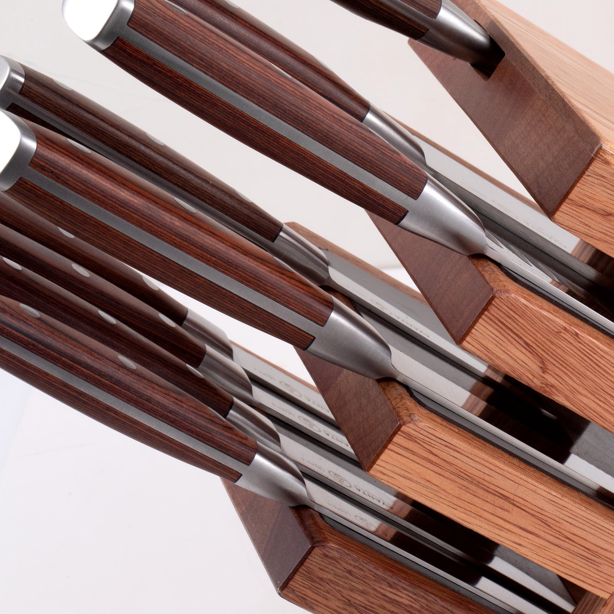 Messermeister Avanta Pakkawood 10 Piece Knife Block Set - Made in China - Brazilian Brown Pakkawood Handle - X50 Steel