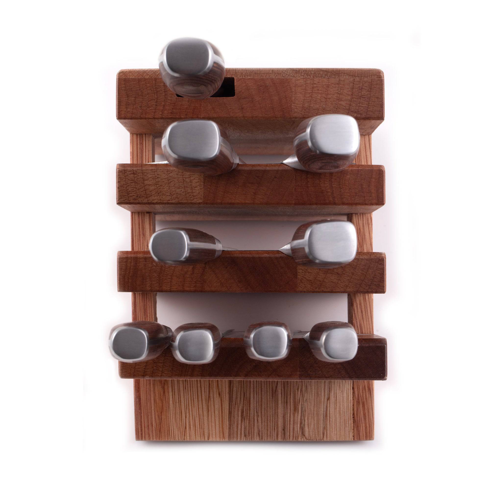 Messermeister Avanta Pakkawood 10 Piece Knife Block Set - Made in China - Brazilian Brown Pakkawood Handle - X50 Steel