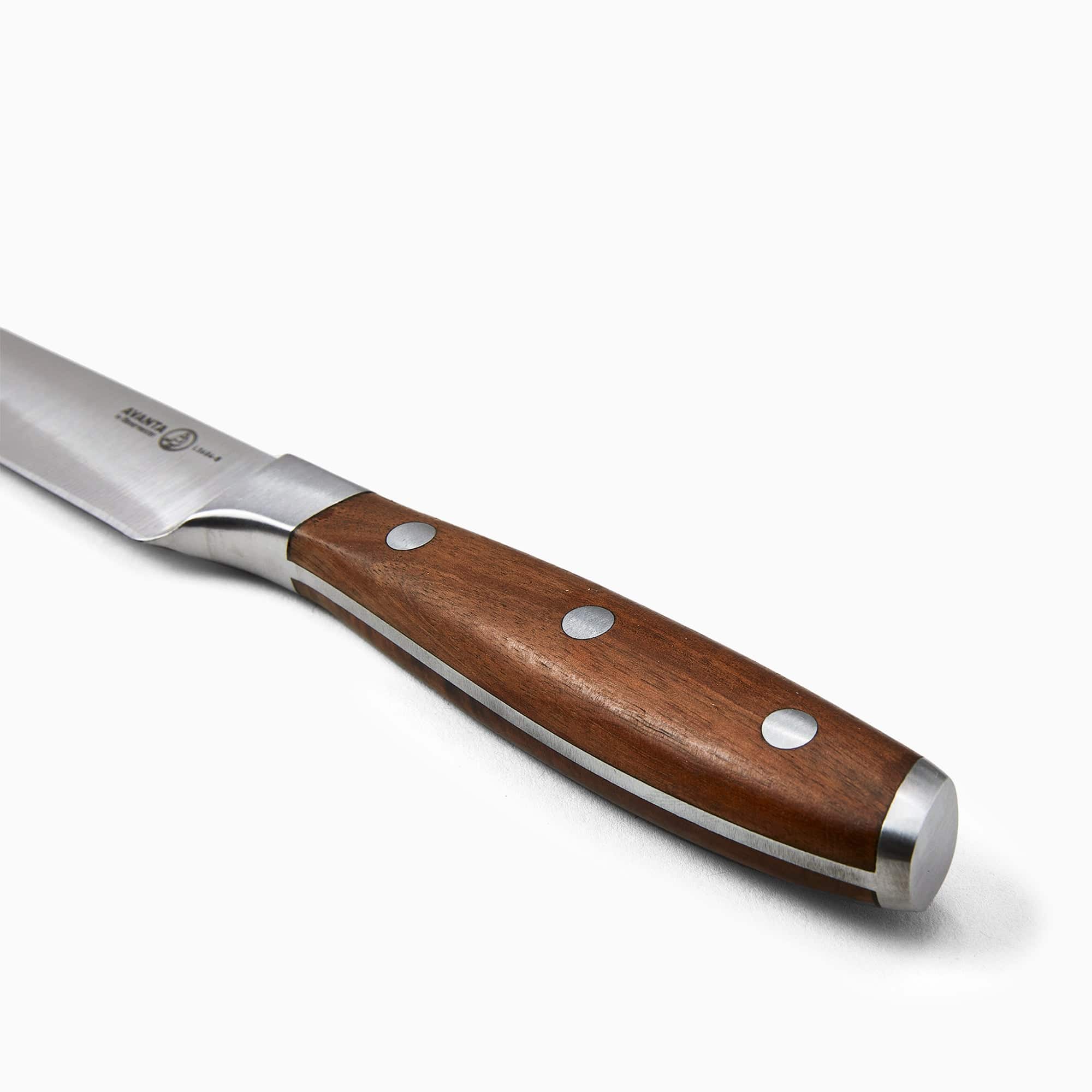Messermeister Avanta Smoked Teak 4 Piece Steak Knife Set - Made in China - Smoked Teak Handle - X50 Steel