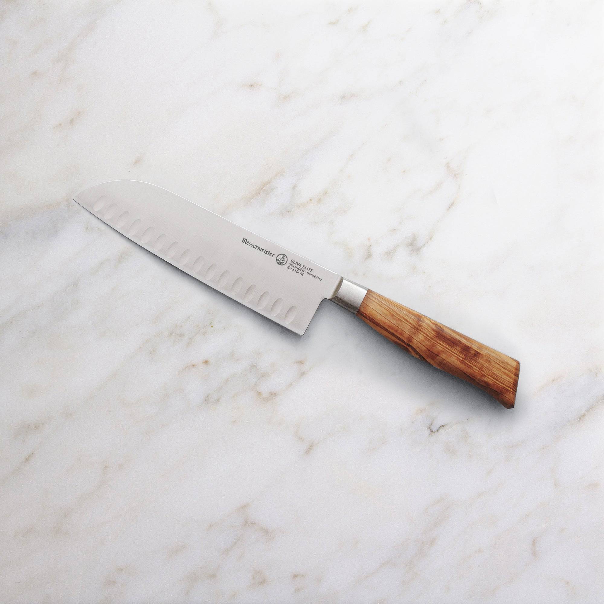 Oliva Elite 7 Inch Kullenschliff Santoku Knife