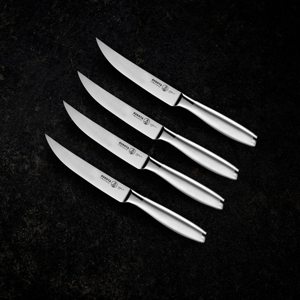 Messermeister Avanta 5” Fine Edge Steak Knife Set - German X50 Stainless  Steel - Rust Resistant & Easy to Maintain - Includes 4 Steak Knives