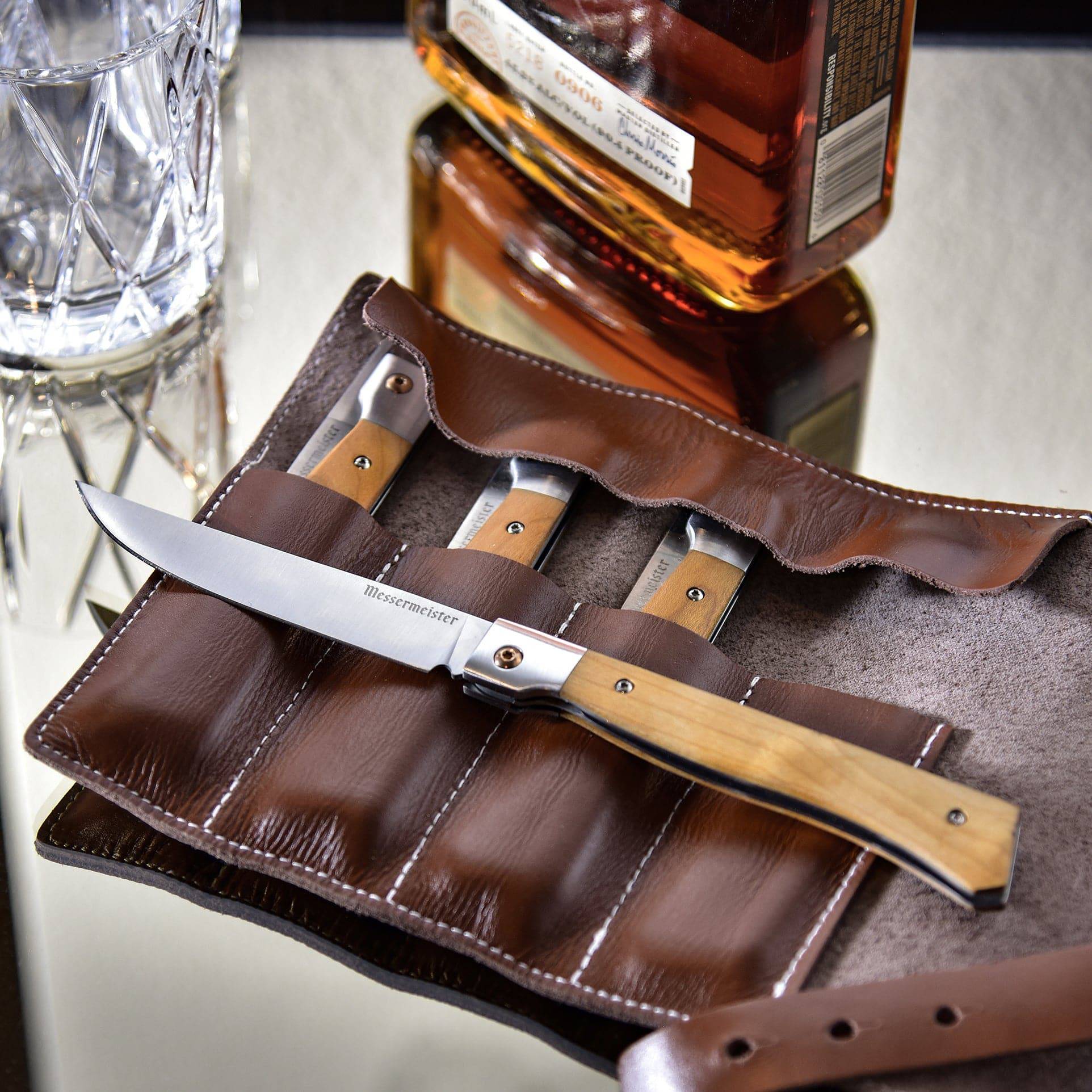 Messermeister Folding Steak Knife Set in Leather Roll