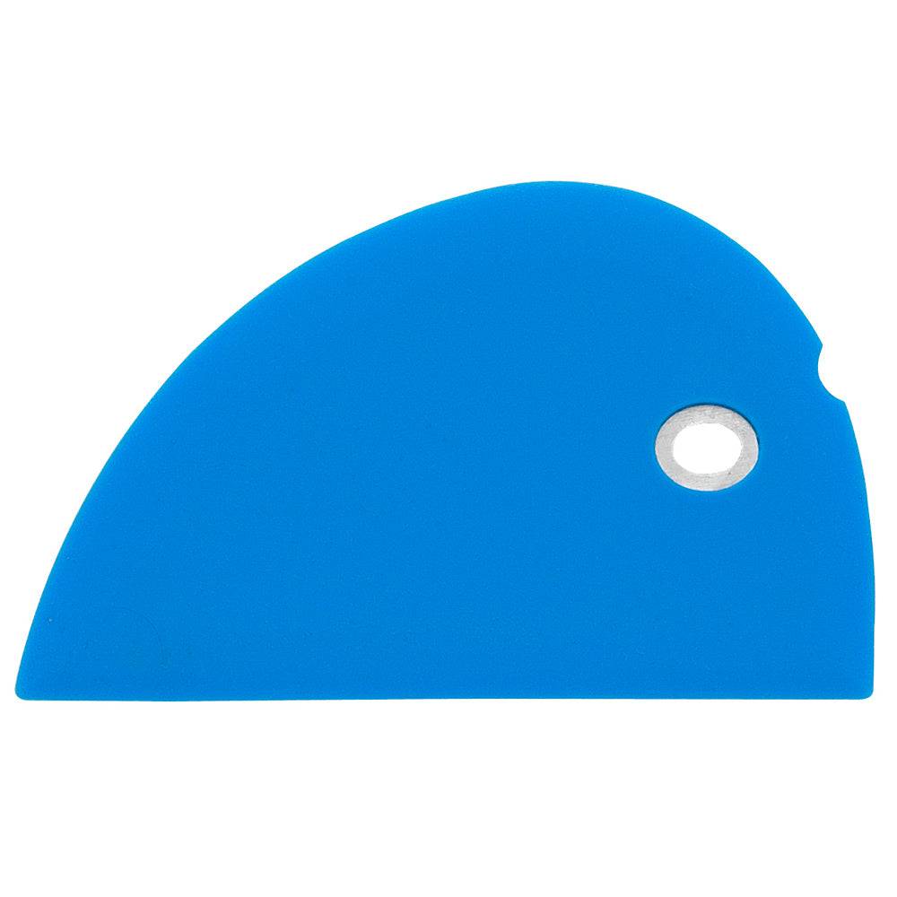 Messermeister Silicone Bowl Scraper 6 inch Blue half-moon shaped silicone scraper 