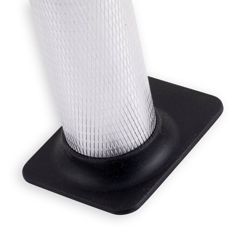 Close-up of the Messermeister Cheflamme Culinary Torch base, featuring a sturdy freestanding design for stability, durable heat-resistant construction, and sleek professional styling for safe and convenient countertop use