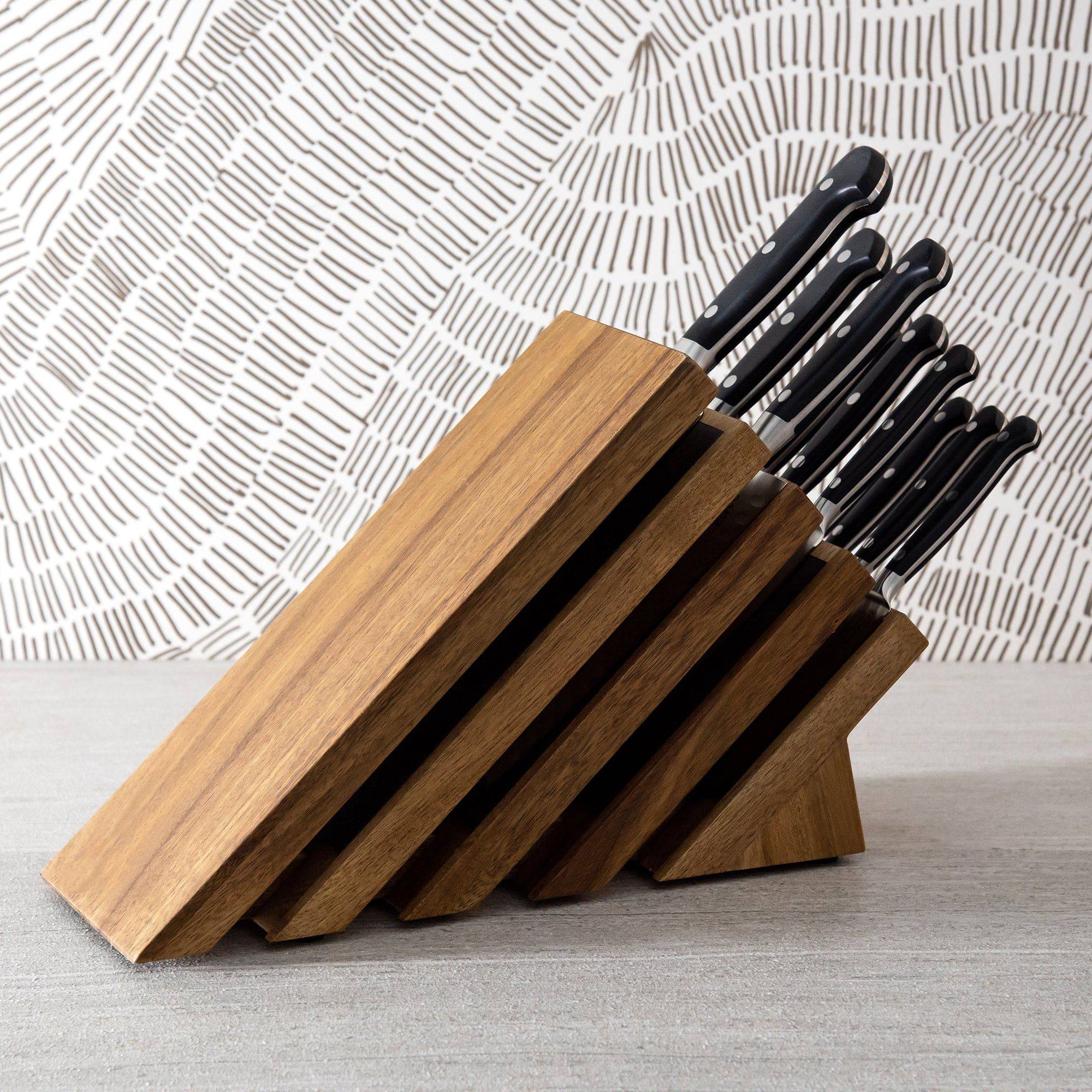 Messermeister Meridian Elite 11 Piece Next Level Block Set with all knives inside Next Level knife block, handles only showing
