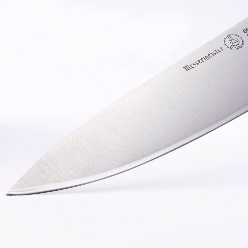 Close up of the Oliva Elite 8 inch Chef's knife tip