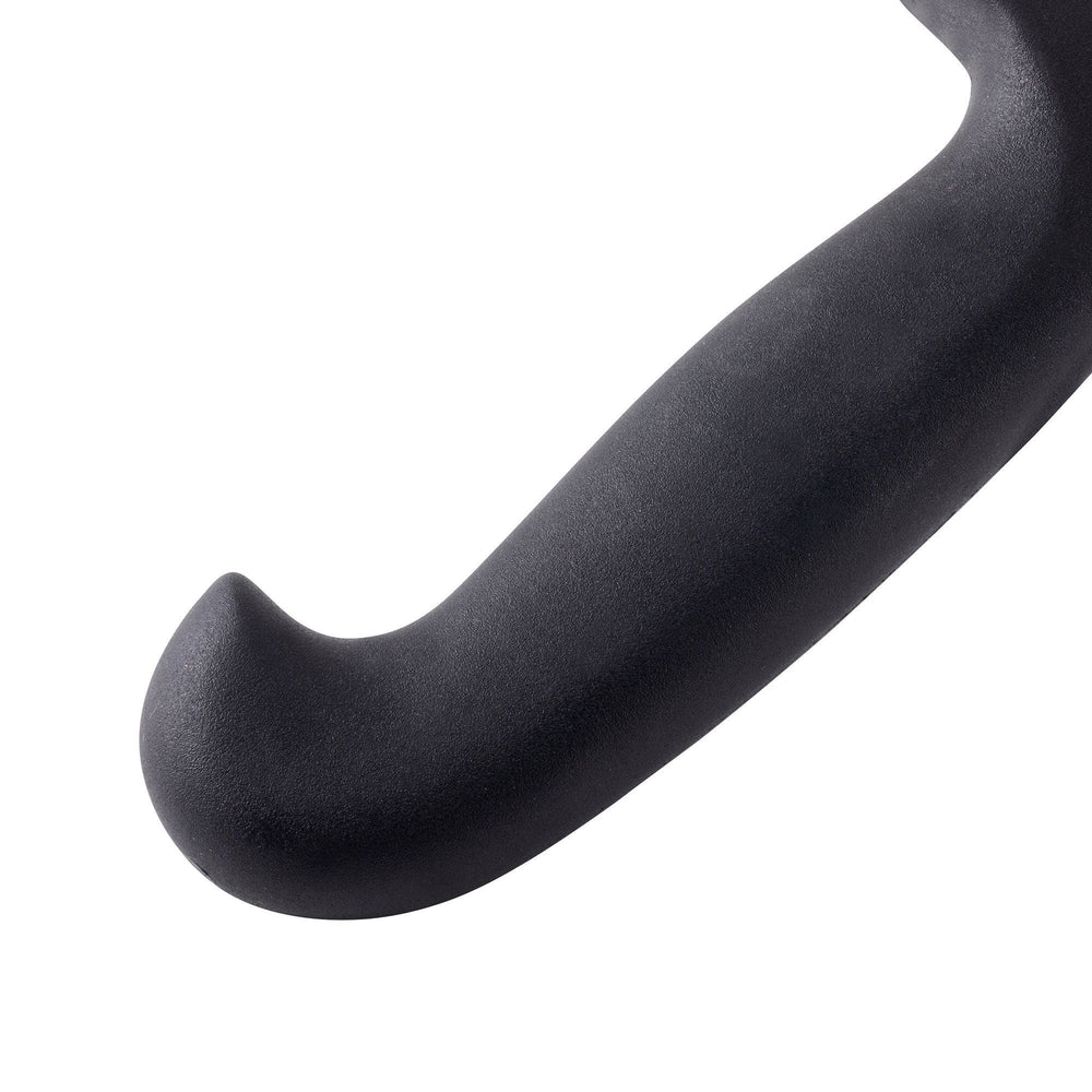 Handle close-up of Messermeister Pro Series 8-inch breaking knife with black ergonomic non-slip polyfibre grip