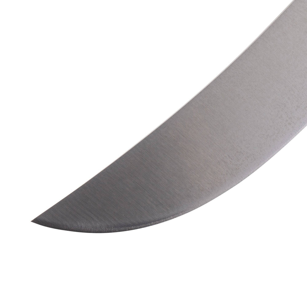 Close-up view of pointed tip on Messermeister Pro Series 8-inch breaking knife designed for precision cuts and trimming tasks