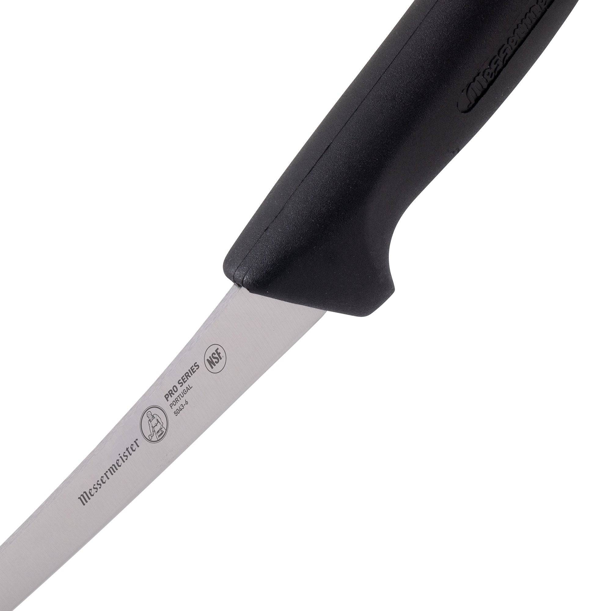 Messermeister Pro Series Semi-Flex Curved Boning Knife - 6" - Made in Portugal - PolyFibre TPE Handle - X50 Steel
