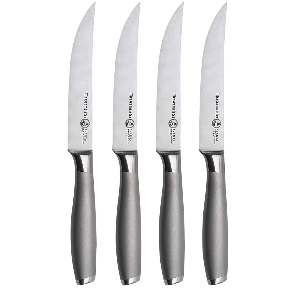 Messermeister Avanta Fine Edge Steak Knife Set of 4 - Black Handle